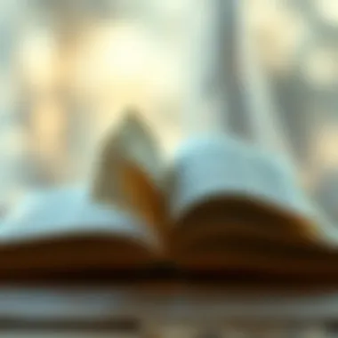 Exploring Literary Themes An open book with pages turning, symbolizing the exploration of literary themes
