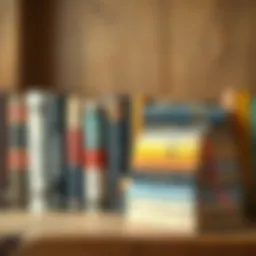 A collection of transformative books on a wooden shelf