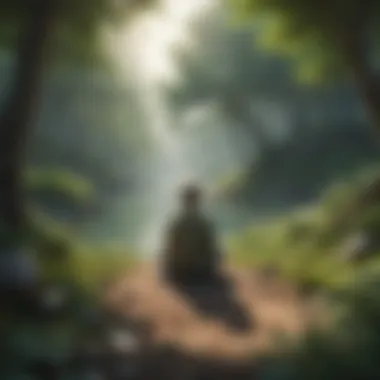 Finding Peace Through Mindfulness Calm person practicing mindfulness in nature
