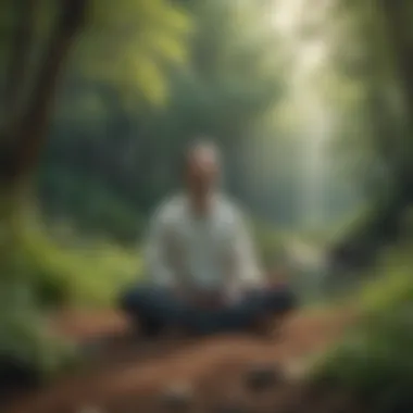 A serene figure meditating in nature