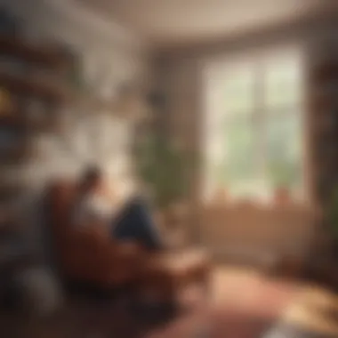 A Sanctuary of Motivation A cozy reading nook filled with motivational literature