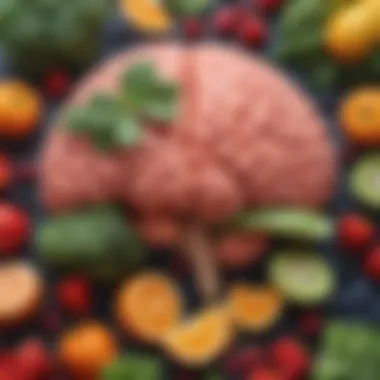 Brain-Boosting Foods for Cognitive Vitality A colorful display of brain-boosting foods, showcasing vibrant fruits and vegetables rich in antioxidants.