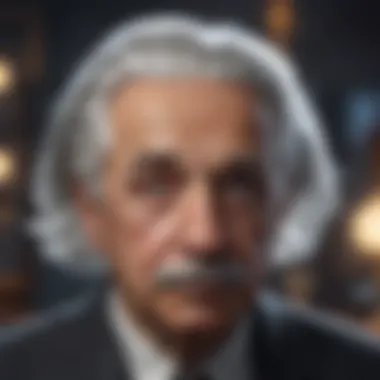 A portrait of Albert Einstein deep in thought