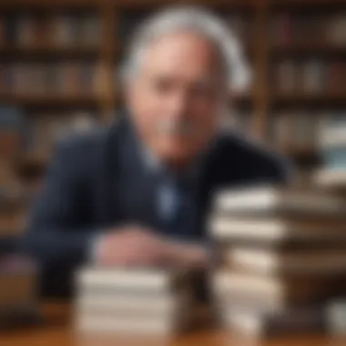 Walter Isaacson in a reflective pose with his books