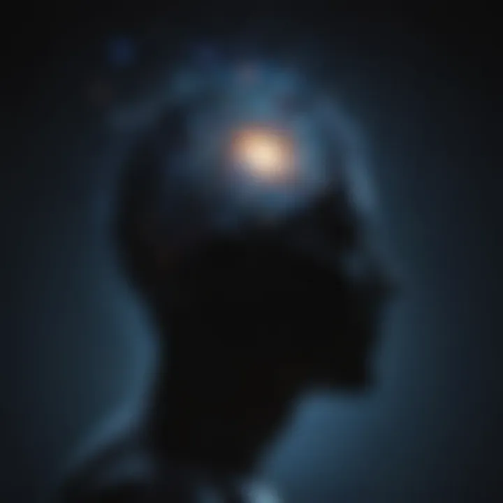 A silhouette of a head filled with swirling galaxies and thoughts