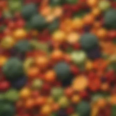 Nutrient-Packed Produce Vibrant array of fruits and vegetables showcasing their health benefits.