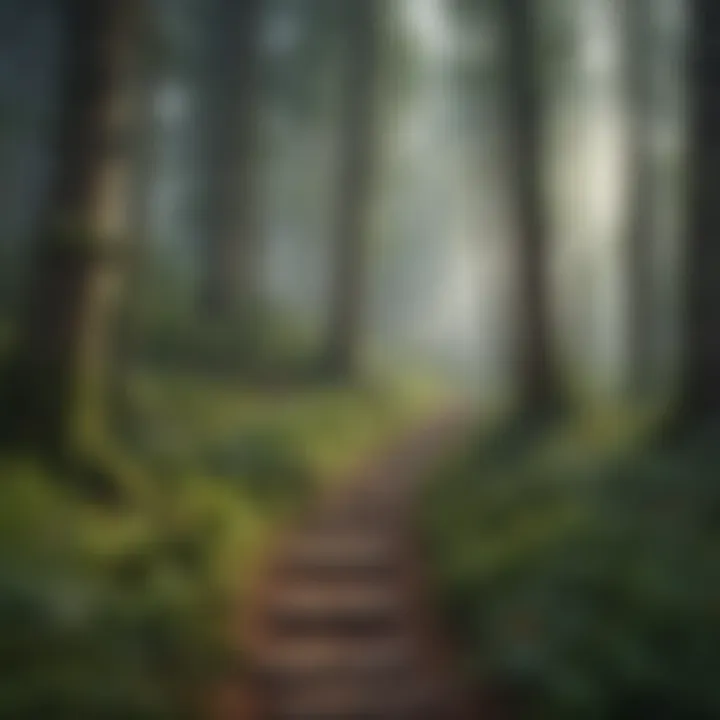 A path through a forest representing a journey of self-discovery