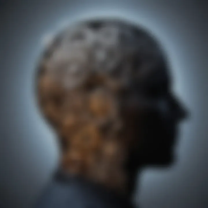 A silhouette of a head with gears symbolizing thought processes and cognitive functioning