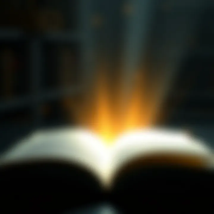 Illuminating Insights: The Power of Literature An open book with a bright light illuminating the pages