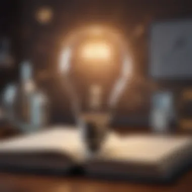 A light bulb symbolizing innovative ideas over a notebook