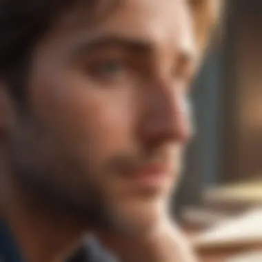 A close-up of a thoughtful expression, illustrating deep reflection