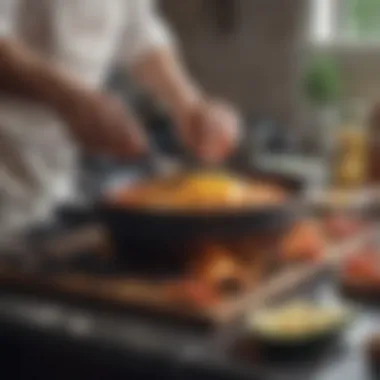 A close-up of a traditional cooking technique being practiced.