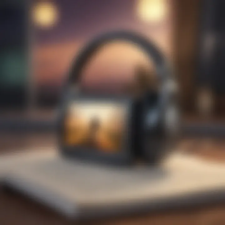 A modern user interface of an audiobook platform showcasing features