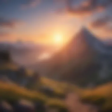 Dawn of Purpose: Awakening Potential A sunrise over a mountain, symbolizing new beginnings and hope