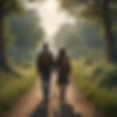 Journey Together A serene landscape illustrating the journey of a couple hand in hand
