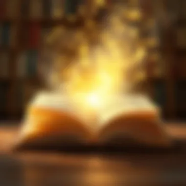 An open book with glowing pages symbolizing knowledge and enlightenment