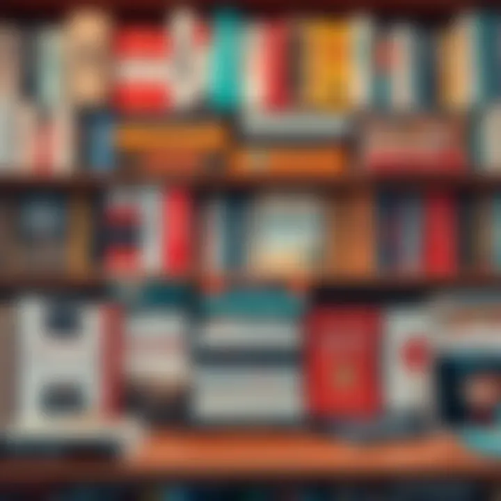 A vibrant bookshelf filled with various self-help and wellness titles