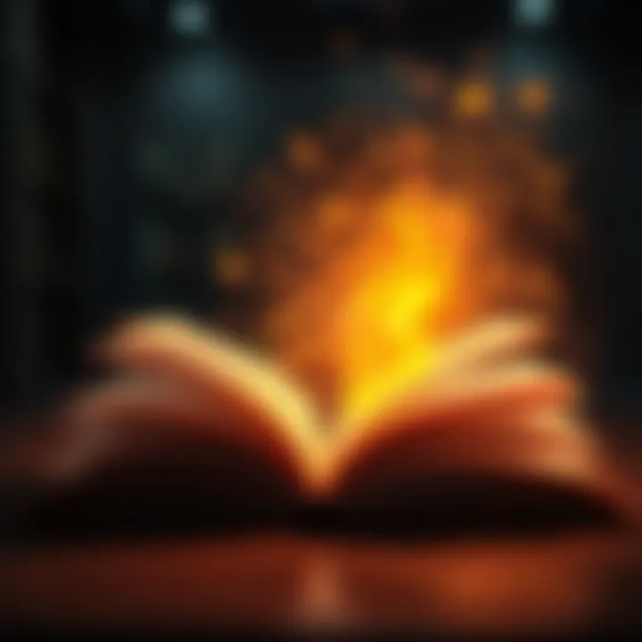 An open book with glowing pages
