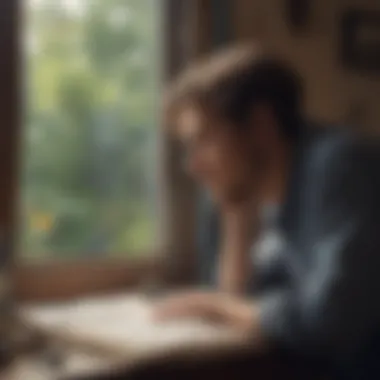 Reflective Moments Inspired by Literature A thoughtful person reflecting on literature