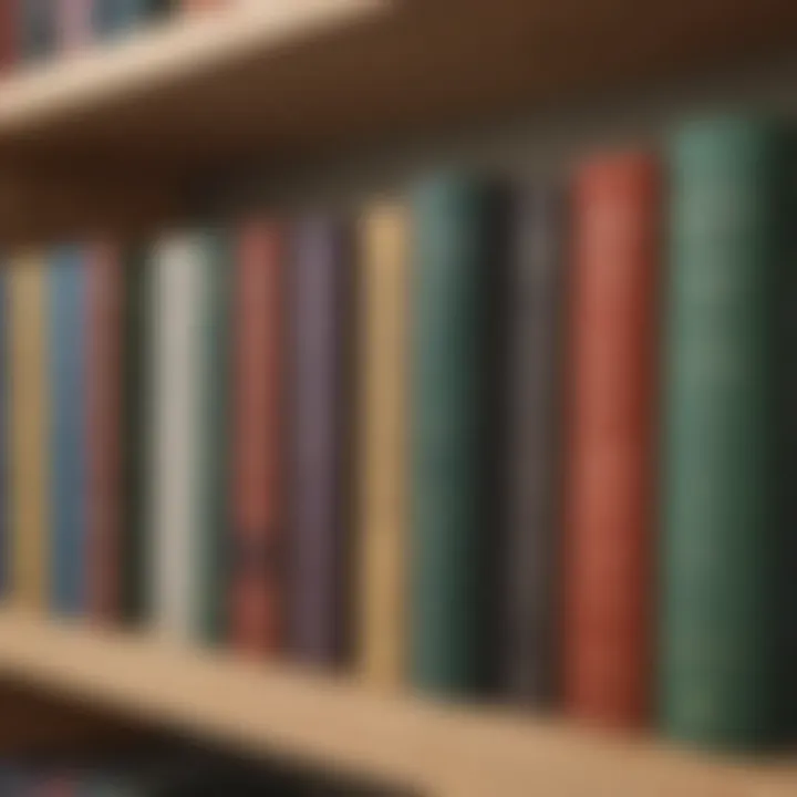 An array of classic philosophical books displayed on a shelf