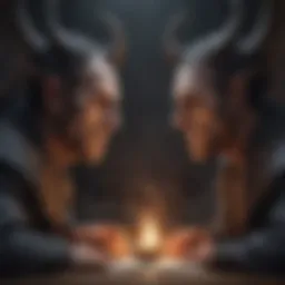 Illustration depicting the conflict between good and evil