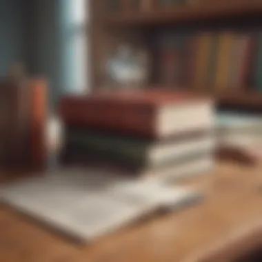 A collection of influential books on a wooden table