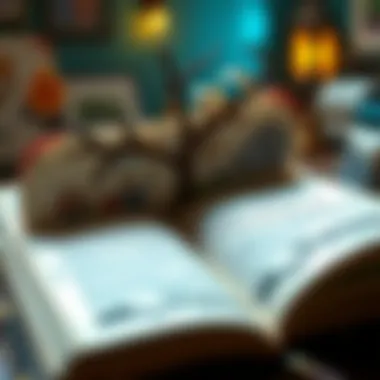 Exploring Scenarios in an Open Book An intriguing depiction of an open book surrounded by whimsical illustrations and hypothetical scenarios