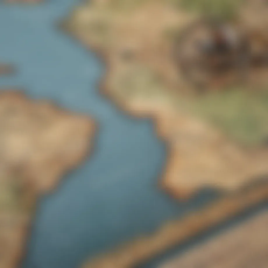 A vintage map illustrating historical trade routes