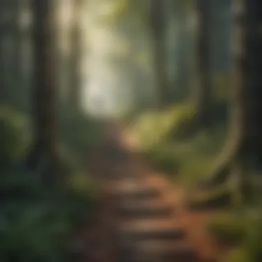 A solitary path winding through a forest, representing the journey of life