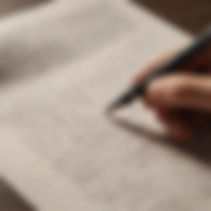 A close-up of a pen resting on handwritten notes