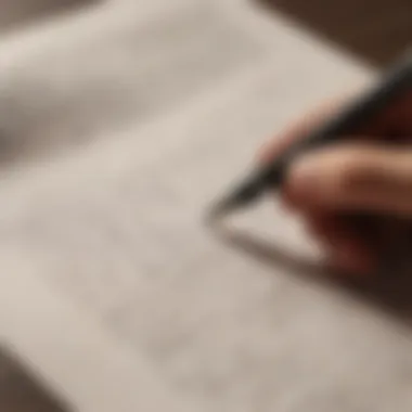 Capturing Thoughts Through Writing A close-up of a pen resting on handwritten notes