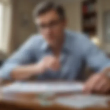 Reviewing Financial Goals A thoughtful individual reviewing financial goals