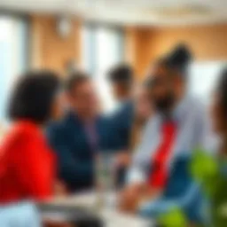 A diverse group of professionals engaged in a collaborative discussion