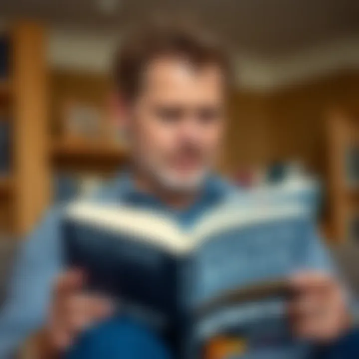 An individual reflecting while reading a Matthew Kelly book