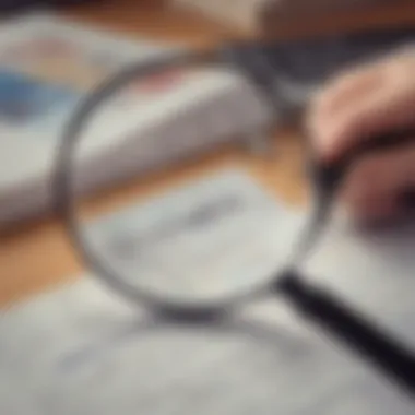 Examining Your Business Plan A magnifying glass over a business plan
