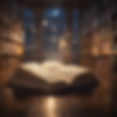 Reflections of Knowledge An open book with reflections of light and shadow