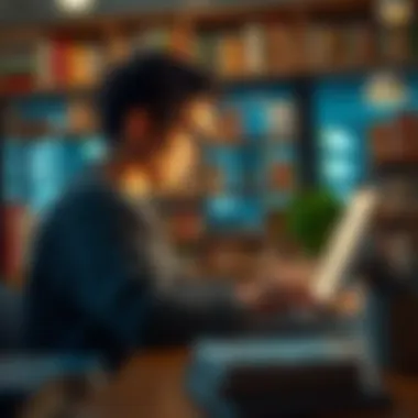 Browsing Online Book Catalog A person browsing an online book catalog on a laptop