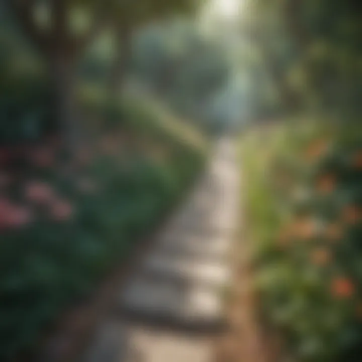 Footpath surrounded by vibrant flora