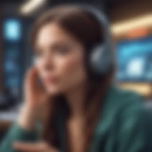 A person deeply engaged in listening to an audiobook with headphones on.