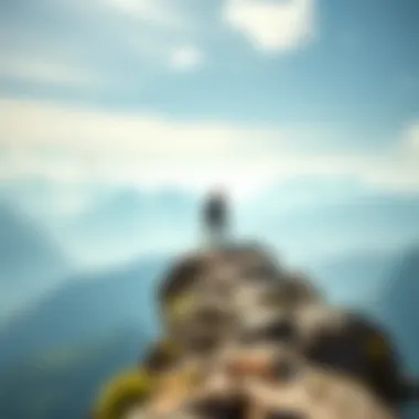 The Path to Growth A person climbing a steep mountain path symbolizing personal growth