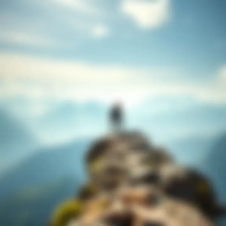 The Path to Growth A person climbing a steep mountain path symbolizing personal growth