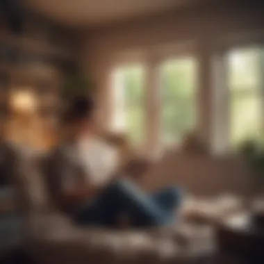 The Joy of Traditional Reading A person immersed in reading a hardcover book in a cozy setting