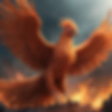 A phoenix rising from ashes as a metaphor for transformation