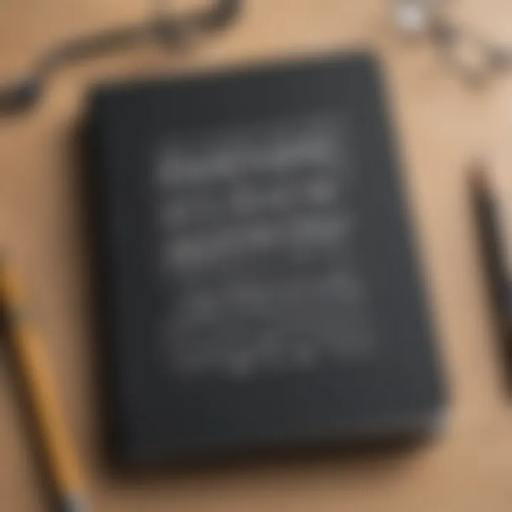 A close-up of a notebook with a motivational quote written on it