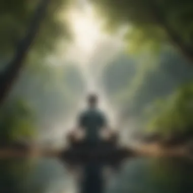 A calm individual meditating in a tranquil setting