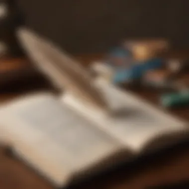 The Art of Expressing Wisdom An open book with a feather quill