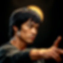 Bruce Lee in a contemplative pose
